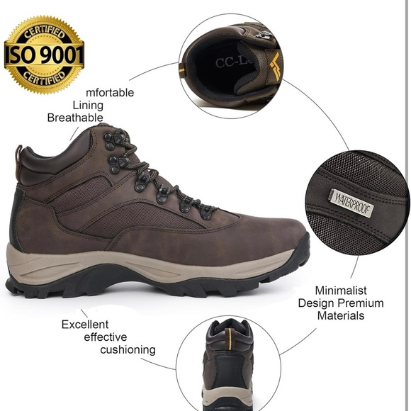 CC-Los Men's Waterproof Hiking Boots Outdoor Relaxed Fit Lightweight Brown - Picture 2 of 4